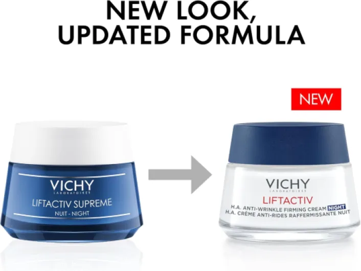 Vichy - Liftactiv - Crème de Nuit Anti-Rides et Anti-âge - Enrichie en Acide Hyaluronique - Crème Hydratante Qui Corrige les Rides et Améliore la Tonicité de la Peau - Pour Tous Types de Peau