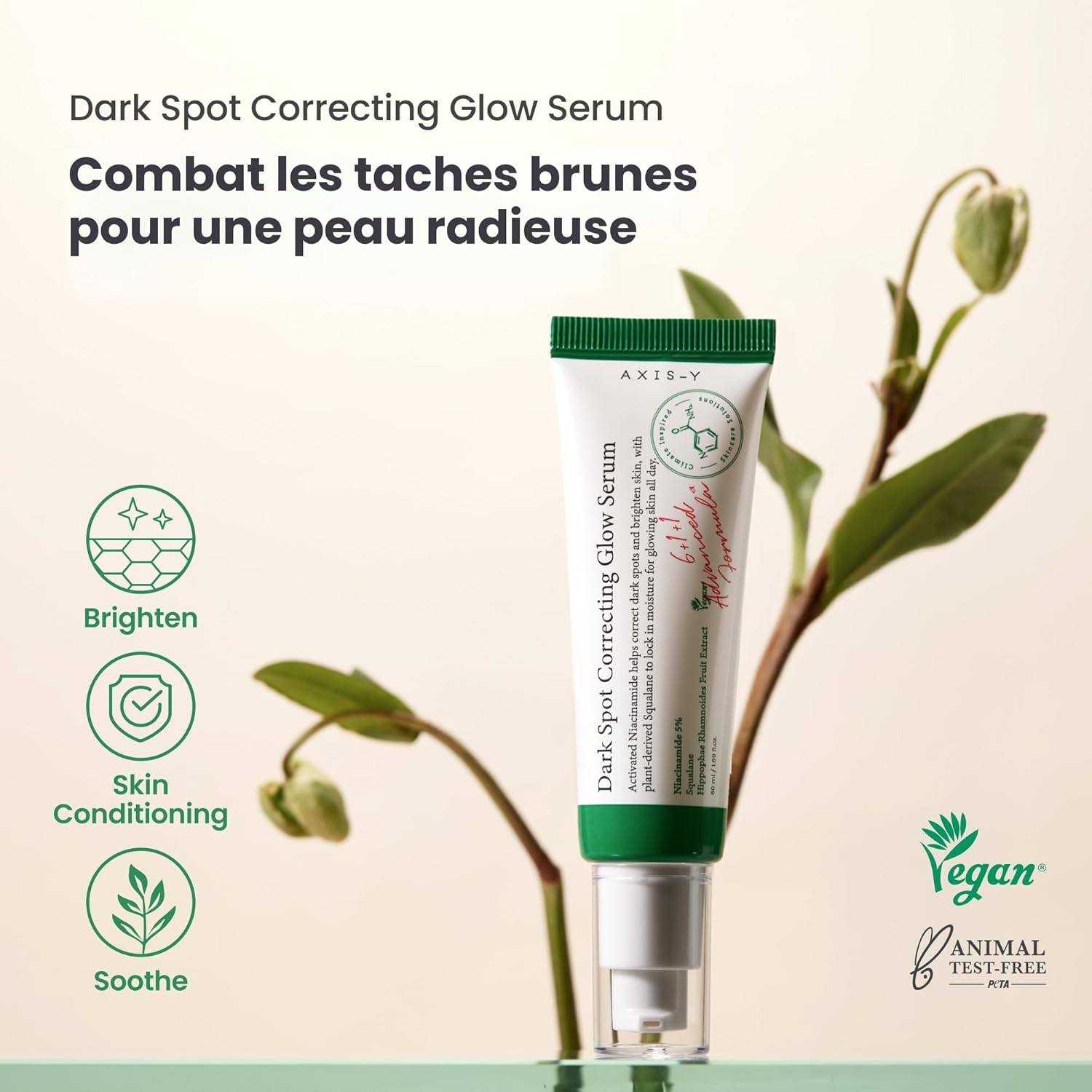 AXIS-Y Sérum Correcteur De Taches Brunes Éclat 5% De Niacinamide Pour Éliminer Les Taches Brunes Du Visage Soins De La Peau Coréens Végétaliens Sérum À La Niacinamide Pour Tous Les 1,69 Oz Liq.