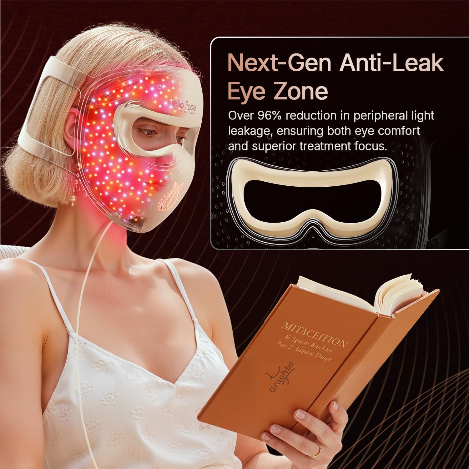Masque LED Visage Anti-Âge Nouveauté 2026, Masque Luminothérapie Lumière Rouge pour Soin de la Peau, 311 LEDs & 4 Modes, Appareil Beauté Silicone Doux avec Télécommande Intelligente Champagne