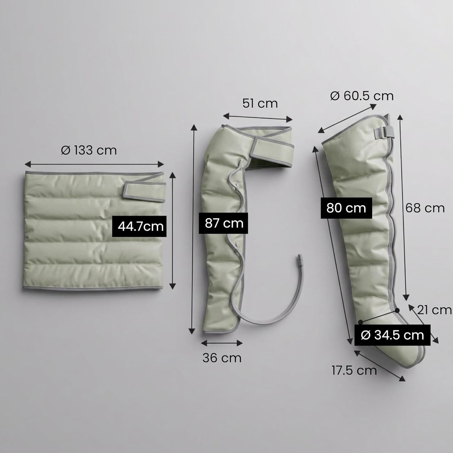 , Bottes Pressothérapie, Drainage Lymphatique, Appareil de Massage, Equipe Complète, Massage et Relaxation, Facile à Utiliser, Eficacité Professionnelle (Dispositif, jambes, ceinture et bras) Kit complet - Blanc
