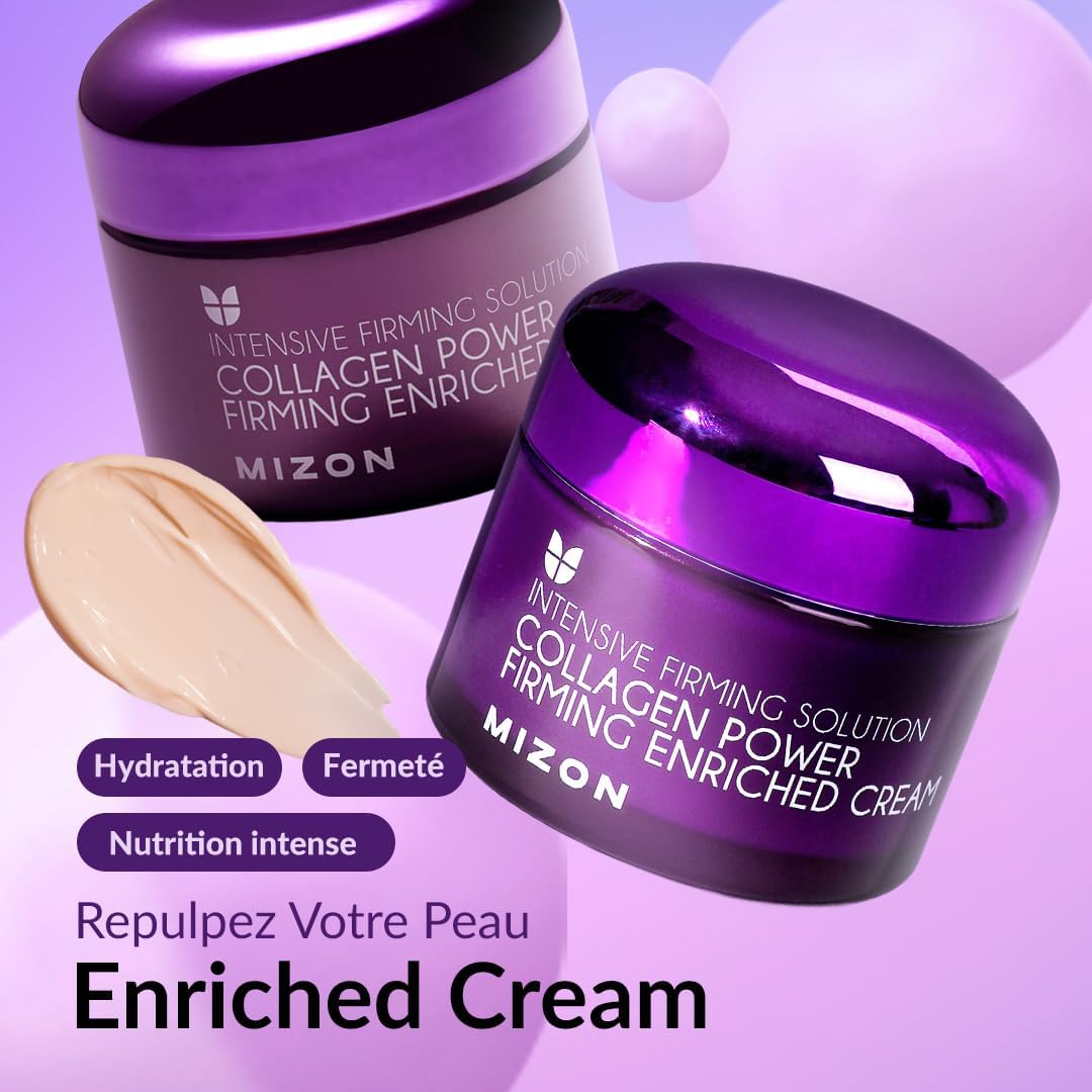[MIZON] COLLAGEN POWER FIRMING ENRICHED CREAM (50ml) Soin coréen - Crème pour le visage ultra riche - 54% de collagène marin - Soin intensif anti-âge revitalisant 50 g (Lot de 1)