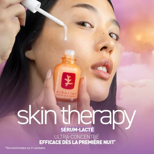 Erborian - Skin Therapy - Sérum ou Huile de Nuit Visage Multi-perfecteur au 17 Super Ingrédients – Sérum pour tous types de peaux - Soin cosmétique Coréen 30 ml (Lot de 1) Milky
