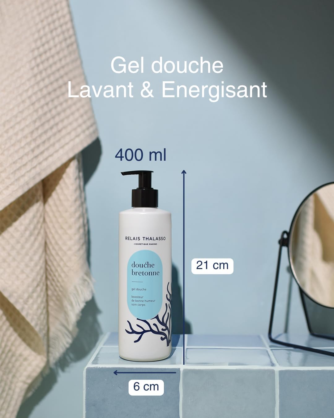 Cosmétique® Gel Douche Bretonne-Tonifiant-Revitalisant-Vivifiant-Extrait d’algue brune – 400ml Naturalité : 87%