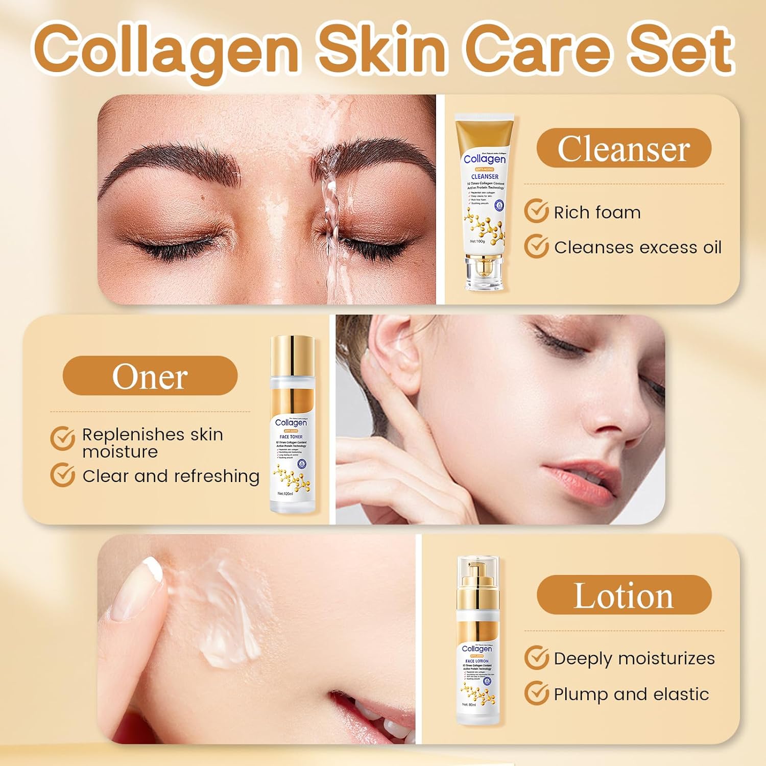 Coffret Soin Visage Femme, Coffrets de Soins pour la Peau, Coffret Femme Beauté Inclure Creme Collagene Visage, Collagene Masque, Nettoyant Visage, Serum Collagene Visage, Creme Yeux, 11 Pièces