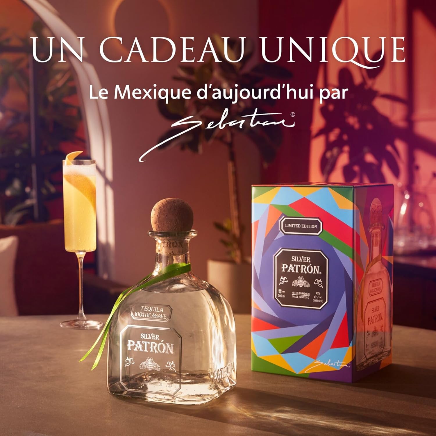 Tequila Premium PATRÓN Silver, 40 % ABV, 70 cl / 700 ml, préparée de façon artisanale à partir des meilleurs agaves bleus Weber,et présentée dans un coffret nspiré de l’héritage mexicain