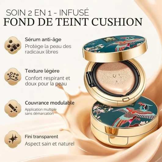 Fond De Teint Cushion, Formule Légère Et Longue Tenue, Anti-Âge, Effet Naturel, Extraits De Plantes 7 En 1, Finition Satinée Transparente, Recharges Incluses, 13g*2 13 g (Lot de 2) C01 Natural（Summer Palace）