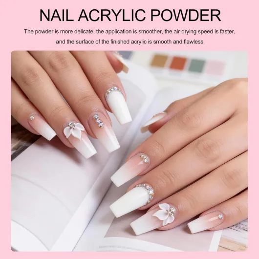 Kit Acrylique Ongles,3 Couleurs Nude Blanc Rose Poudre Acrylique pour Ongles 6 Couleurs Kit Faux Ongles Gel U V Complet avec Kit Lampe Vernis Semi Permanent Base Top Coat pour Débutants Acrylic Nail Kit and Gel Polish Set
