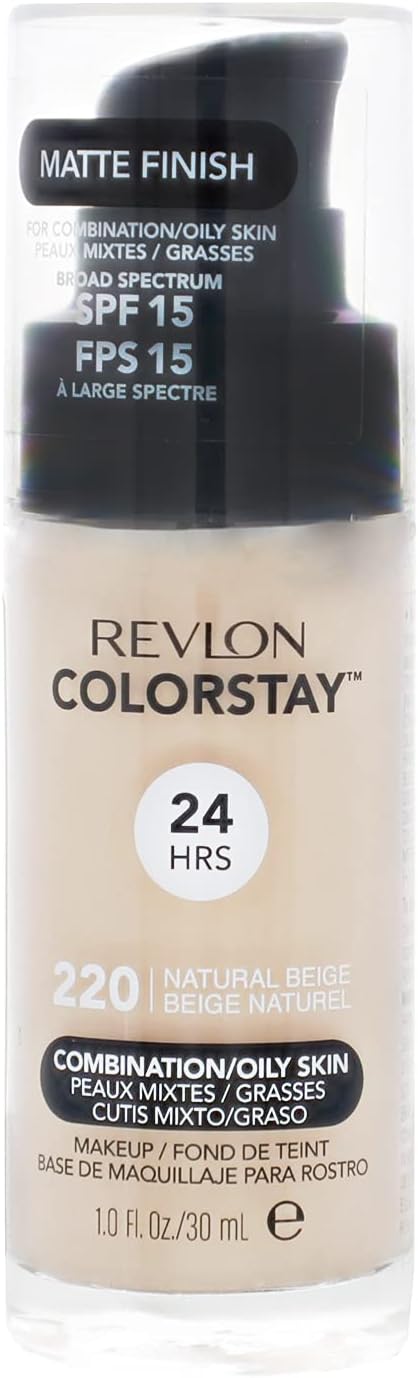 2 x Revlon Colorstay Pump 24HR Make Up SPF15 Comb/Oily Skin 30ml - Natural Beige