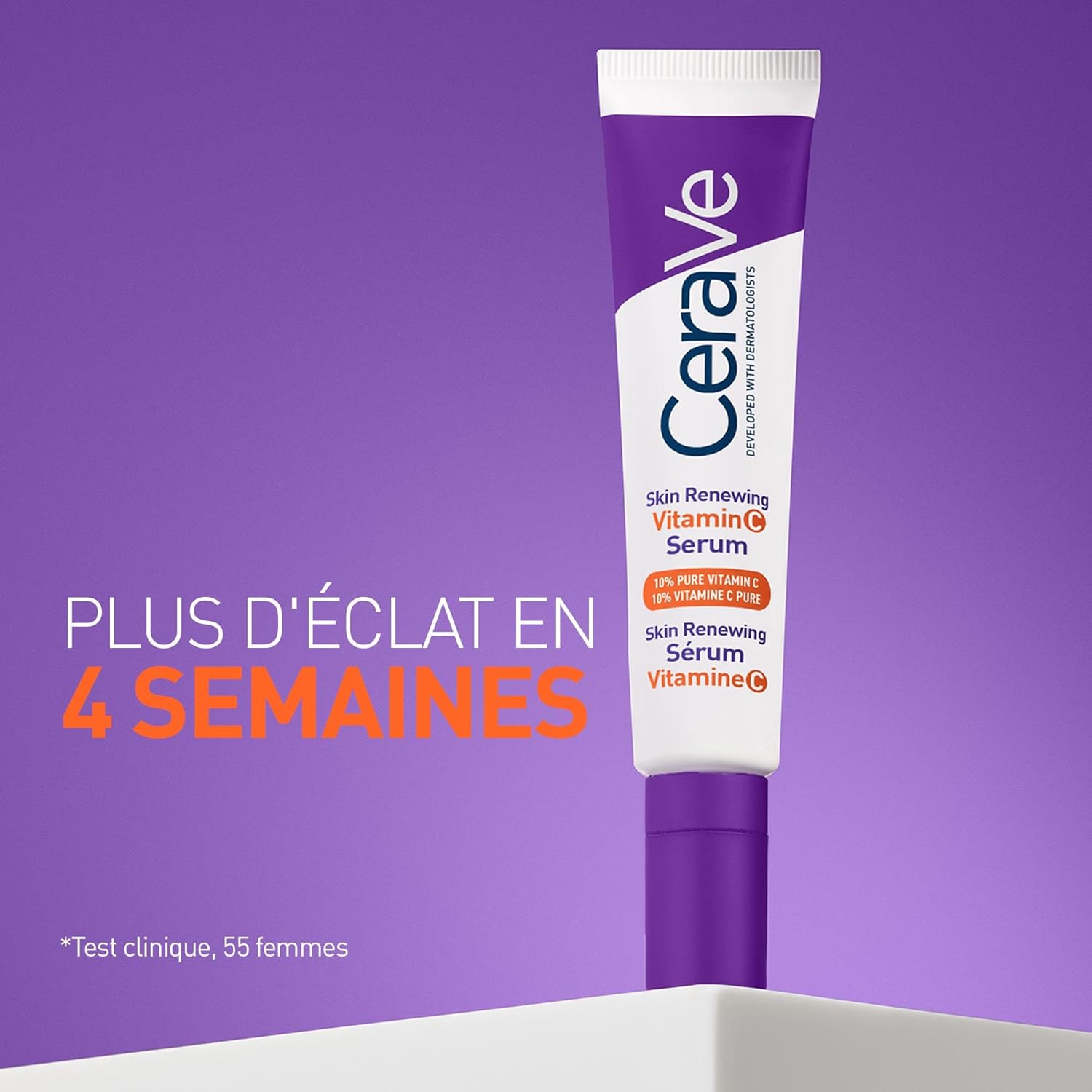 CeraVe - Sérum Vitamine C Visage Skin Renewing - Sérum Anti-Taches - Peau Plus Eclatante Après 8 Semaines* - Vitamine C Pure + Acide Hyaluronique + 3 Céramides - Convient aux Peaux Sensibles - 30 ml