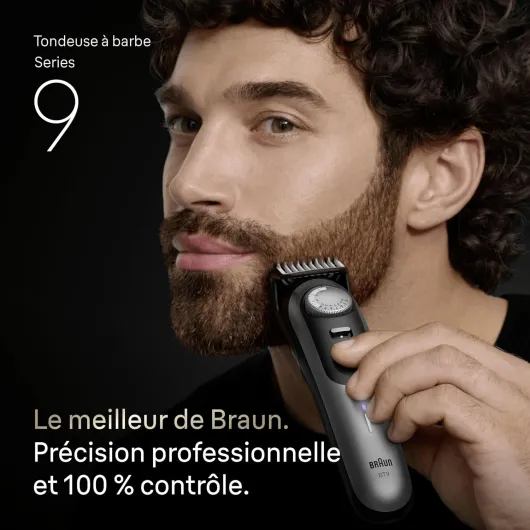 Tondeuse Barbe Homme Series 9 BT9545, Chrome - Etanche, Batterie Rechargeable, Lame ProBlade, 52 Longueurs, Coffret avec +11 Outils de Barbier, Etui de Voyage, en Carton Braun Series 9 BT9545
