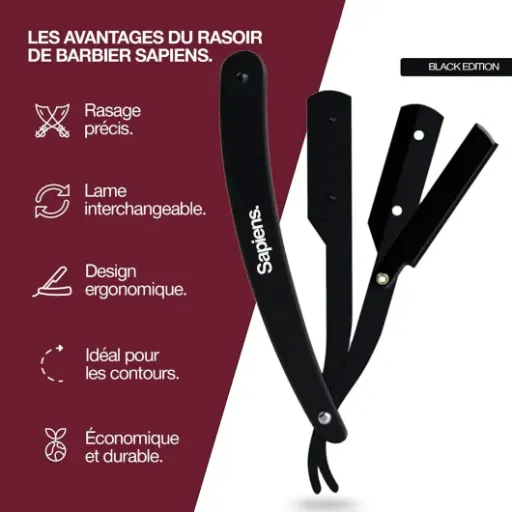 Test Sapiens Rasoir Coupe Choux Black Edition : le pas (un peu brutal) vers le rasage de barbier à la maison