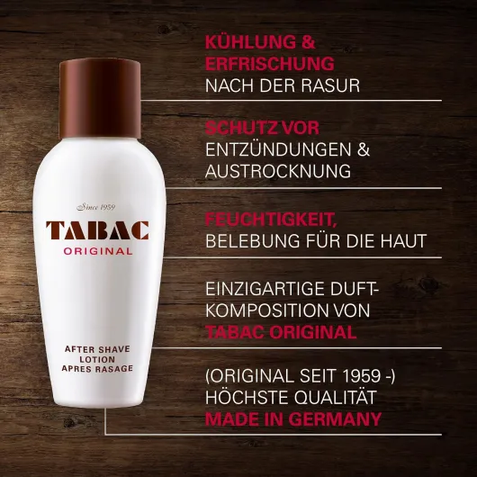Tabac® Original I Lotion après-rasage - Original depuis 1959 - Tonifie, apaise et rafraîchit - Pour la peau masculine éprouvée par le feu du rasoir I Splash 150 ml 150 ml (Lot de 1)