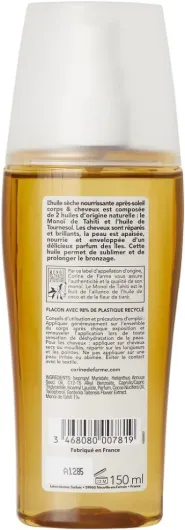Huile Après-Soleil Nourrissante Corps Cheveux 150ml - Huile Après-Soleil Nourrissante - Nourrit, Hydrate & Répare - Monoï De Tahiti & Huile D'Argane - Corps & Cheveux Huile d'argan 150 ml (Lot de 1)