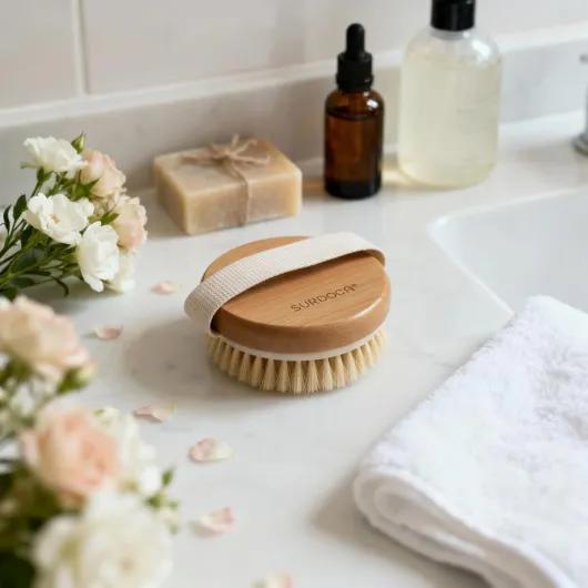 Brosse à sec pour le corps, Brosse exfoliante physique, Brosse masseuse pour le drainage lymphatique, Brosses anti-cellulite, Bois de hêtre naturel, 100% poils de sanglier (B) Rond-B